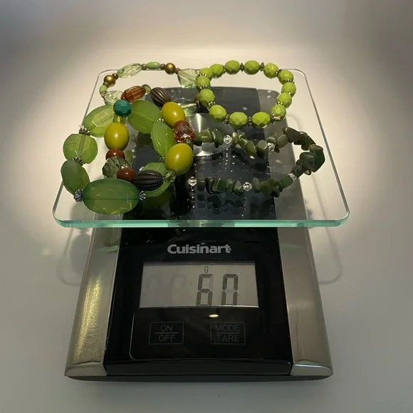 5pc NEW Green Beaded Stretch Bracelets Boho Stack Set Jade Olive Peridot Vibes 🍃 - Picture 12 of 15